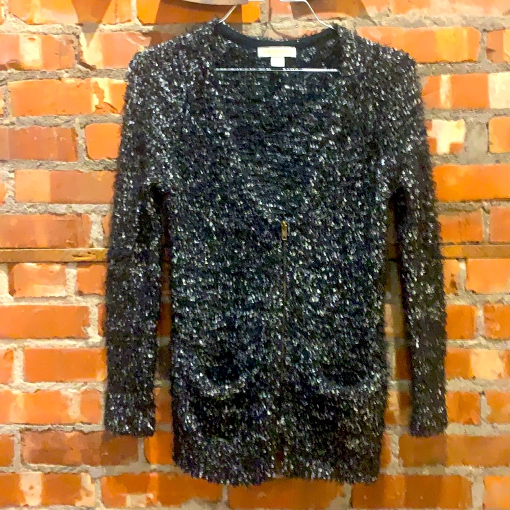 Love By Design Black & White Zippered Sweater - Size S